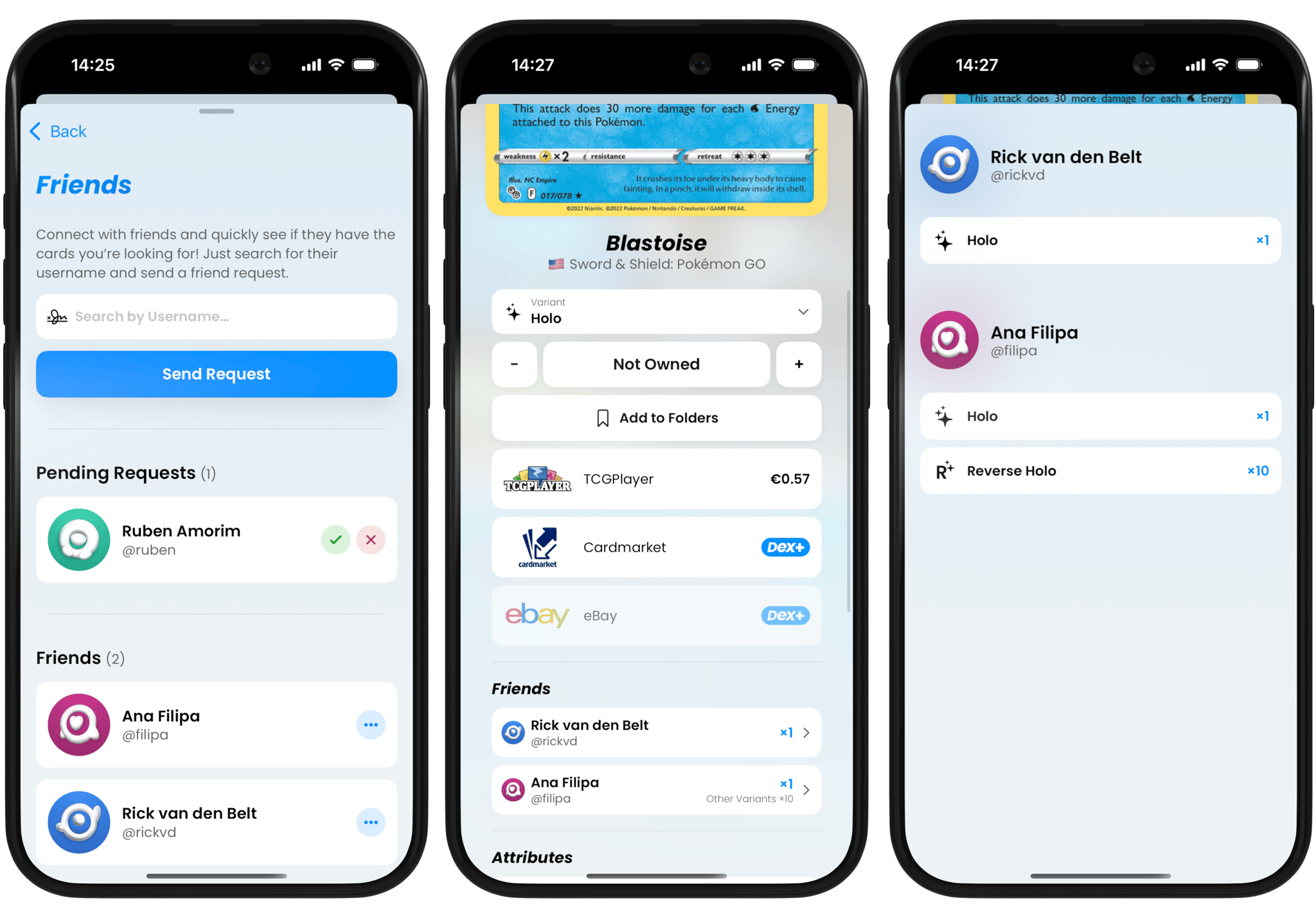 Mockups for the Friends Feature