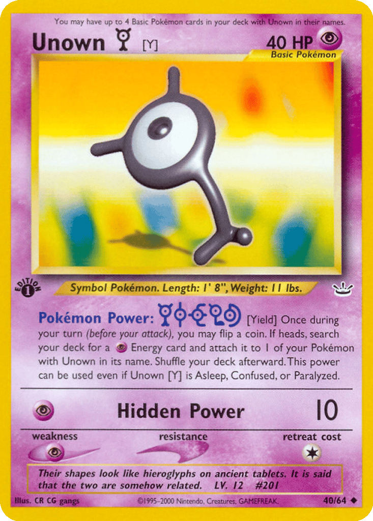 Unown [Y] card