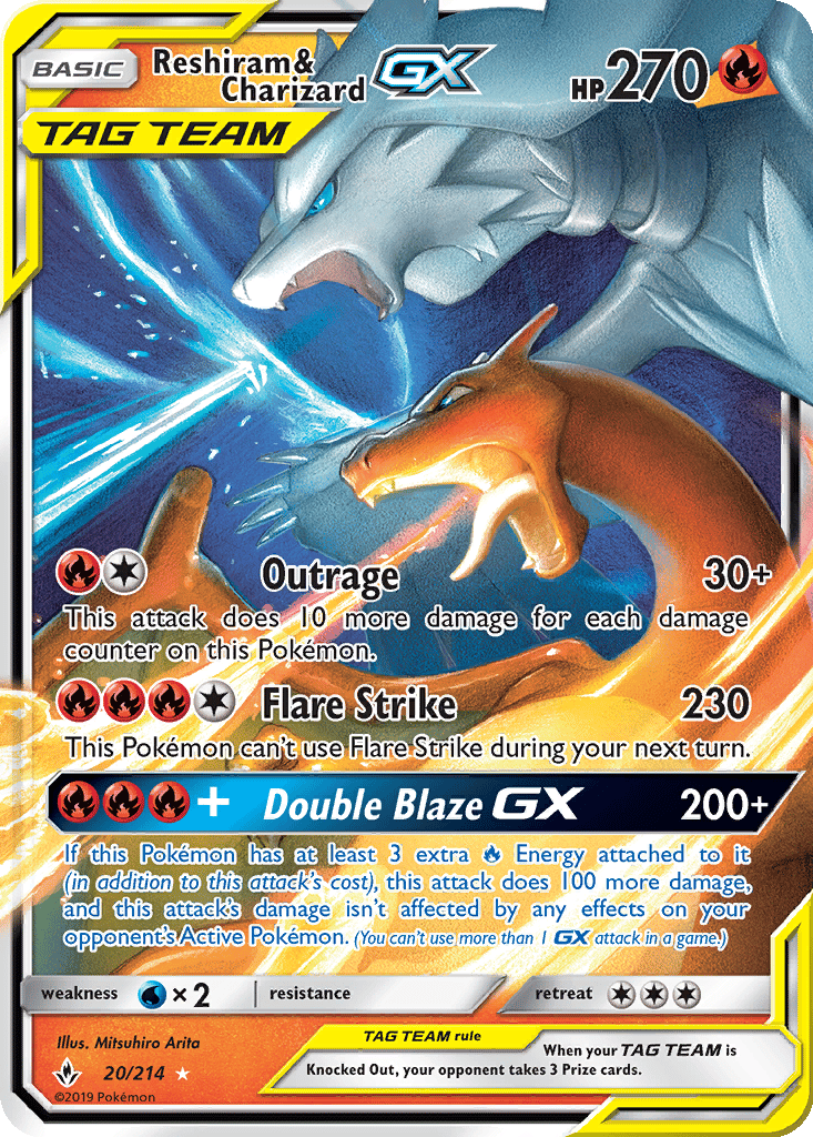 Reshiram & Charizard GX card
