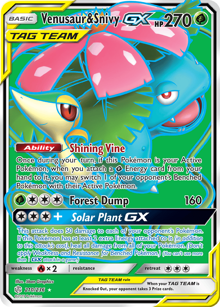 Venusaur & Snivy GX card