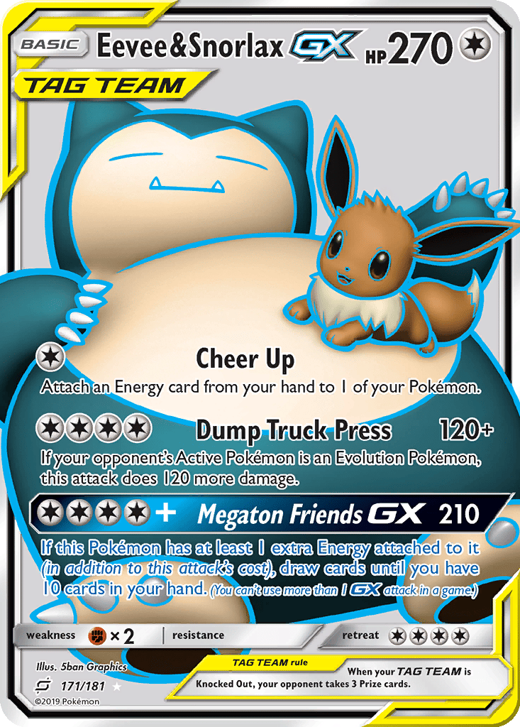 Eevee & Snorlax GX card