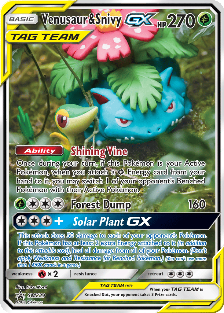 Venusaur & Snivy GX card
