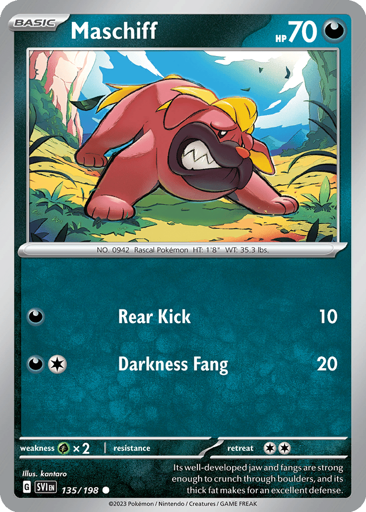 maschiff pokemon card value Mabosstiff - 137/198 - SV01: Scarlet & Violet Base Set discard an Energy attached to your opponents Active Pokemon Pokemon Scarlet Violet Paldea Evolved