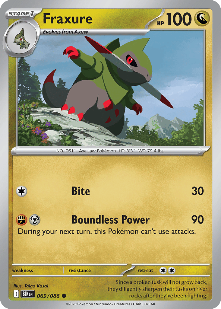 pokemon fraxure card Pokmon TCG:Fraxure AR 151/086 sv11B Black Bolt