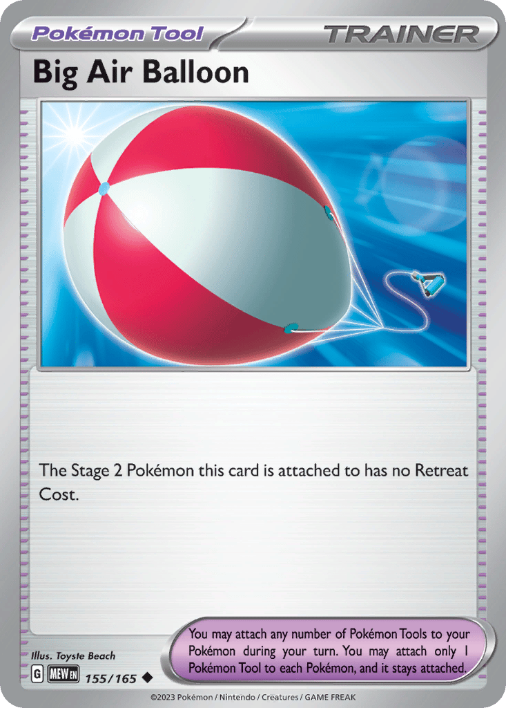 pokemon air balloon card Pokmon TCG Big Air Balloon 155/165 Pokmon Tool Trainer Card Uncommon