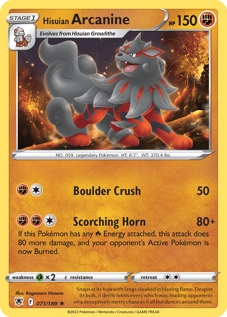 Hisuian Arcanine card