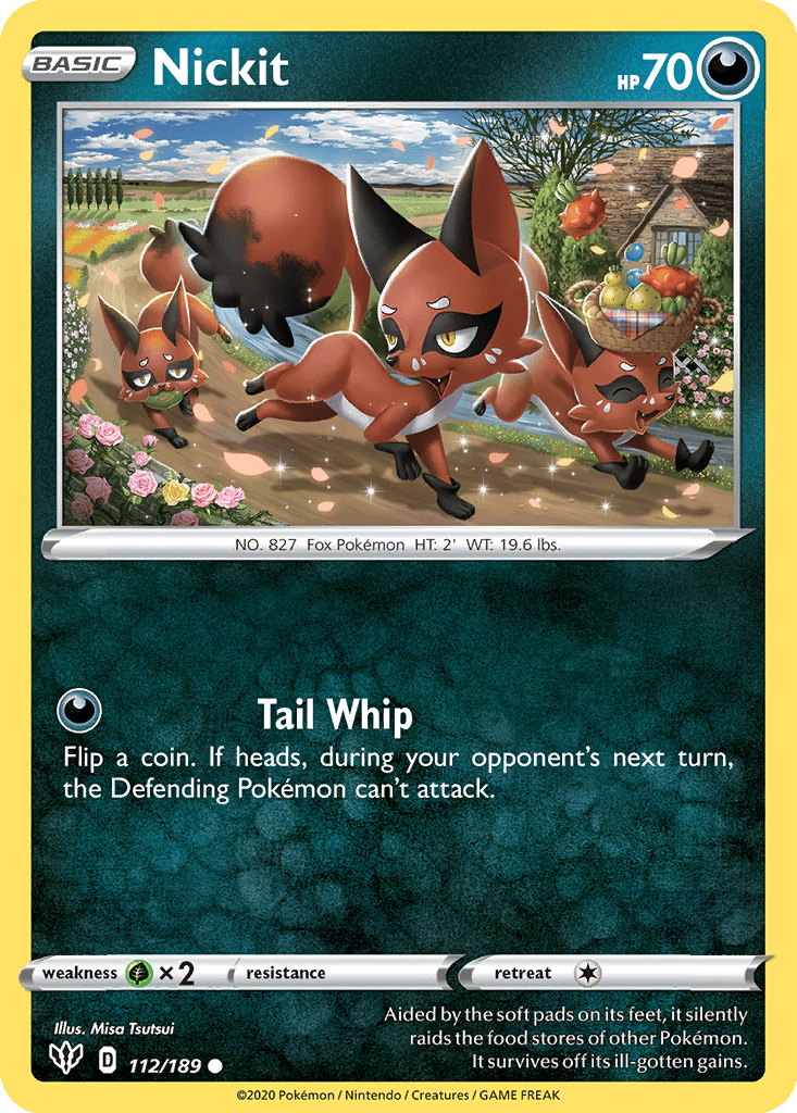 nickit pokemon card value PBL 053 - price and info Evolves from null Colorless Surprise Attack (30) Flip a coin Nickit - 047/072 (Reverse Foil)