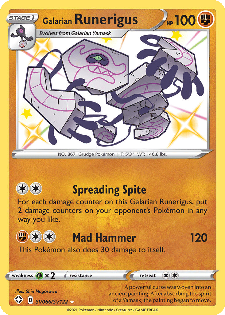runerigus pokemon card value Galarian 102/192 Pokmon put 2 damage counters on your opponents Pokemon in any way you like Galarian Runerigus | Dex -